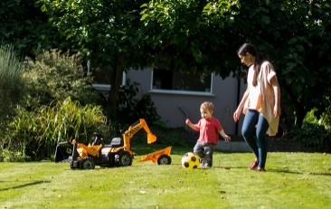 lady and child in garden